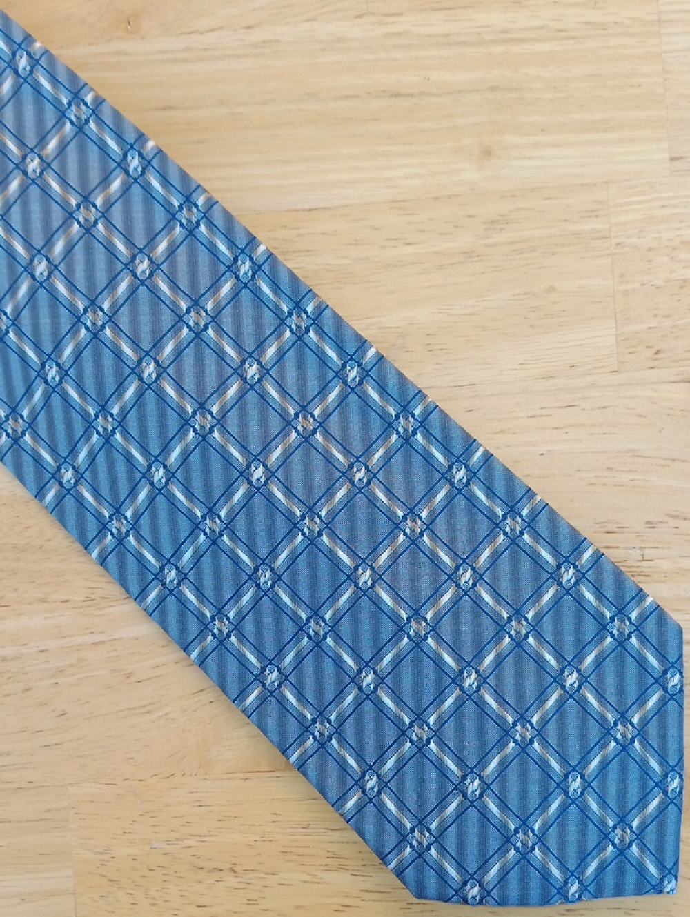 Mario Valentino Blue Plaid Geometric Men's Tie